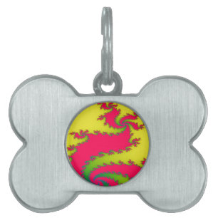 Kinesisk New Yer Dragon Fractal Pet-tagg Namnbricka Husdjur
