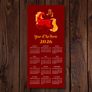 Kinesisk ny lunar år Häst 2026 Kalender Magnet