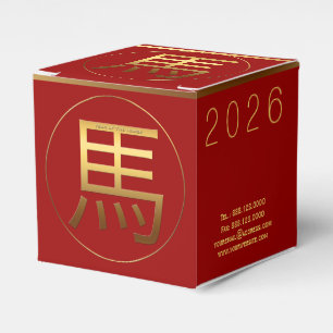 Kinesisk nyårshäst 2026 Guld Birthday CFB Presentaskar
