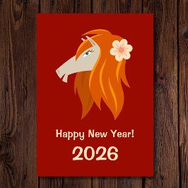 Kinesisk nyårshäst 2026 Zodiac Julkort