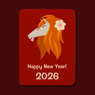 Kinesisk nyårshäst 2026 Zodiac Magnet