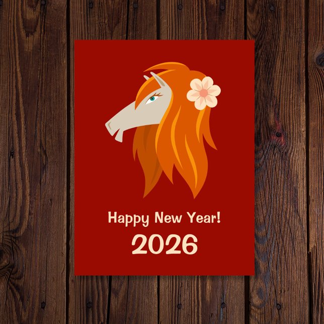 Kinesisk nyårshäst 2026 Zodiac Vykort (Skapare uppladdad)