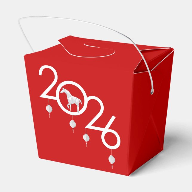 Kinesisk nyårshäst, röd favoritruta presentaskar (Baksidan Sidan)