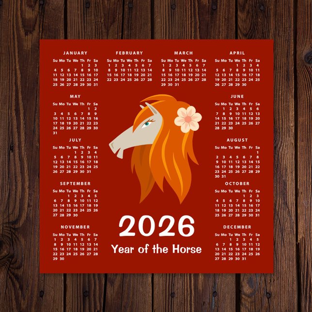 Kinesisk nyårskalender för Zodiac Horse 2026 (Skapare uppladdad)