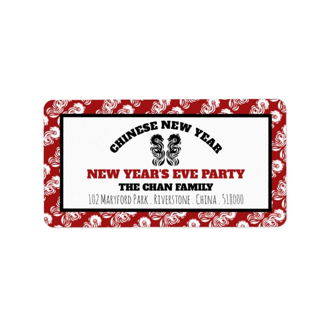 Kinesisk nyårskarta adressetikett (Framsidan)