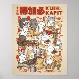 Kinesisk nyårskat Skapar traditionell Kuih Kapit Poster