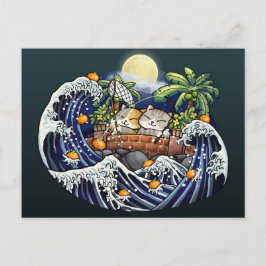 Kinesisk nyårskatt som kastar apelsiner helg vykort