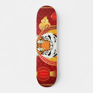 Kinesisk nyårskonstruktion med tiger mini skateboard bräda 18,5 cm