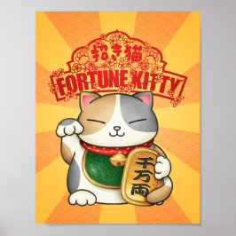 Kinesisk nyårskvot Calico Lucky Cat Poster