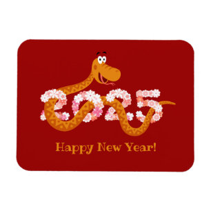 Kinesisk nyårslösning Zodiac Wood Snake 2025 Magnet