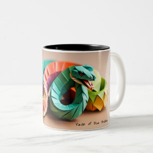 Kinesisk nyårsnake Origami Zodiac Birthday M3 Två-Tonad Mugg