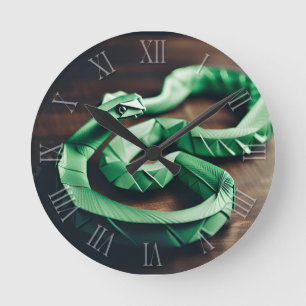 Kinesisk nyårsnake Origami Zodiac Birthday WC2 Rund Klocka