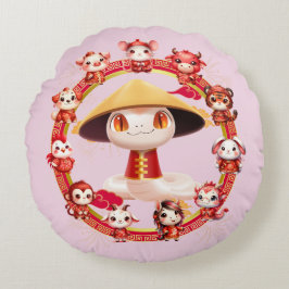 Kinesisk nyårsnorm 3 rund kudde