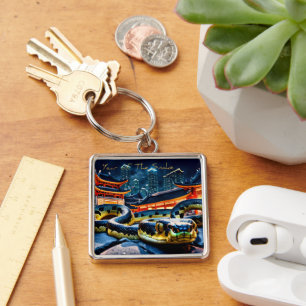 Kinesisk nyårsnos 2025 LMSqK Fyrkantig Silverfärgad Nyckelring