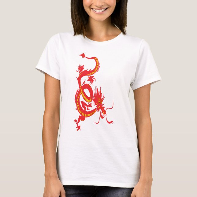 Kinesisk nyårsröd drake t-shirt (Framsida)