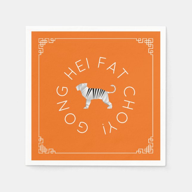 Kinesisk nyårstiger för Origami Pappersservett (Framsidan)