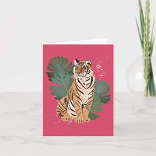 Kinesisk nyårstiger Monstera Löv Kort