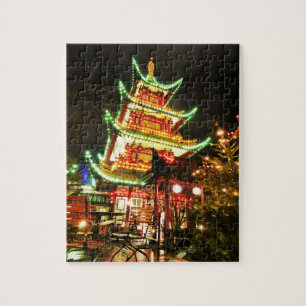 Kinesisk pagoda på natten pussel