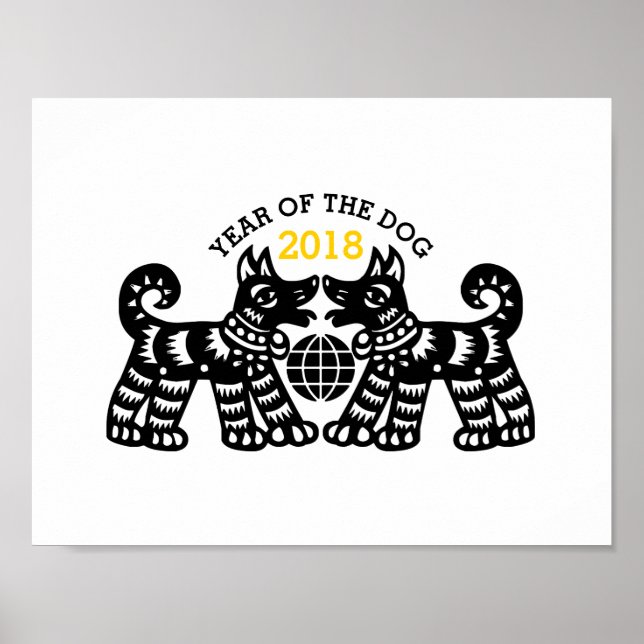 Kinesisk papercut Earth 2018 Anpassningsbar Poster (Framsidan)