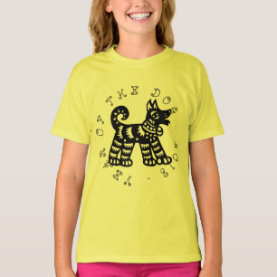 Kinesisk papercut Hund År 2018 Gult Girl Tee