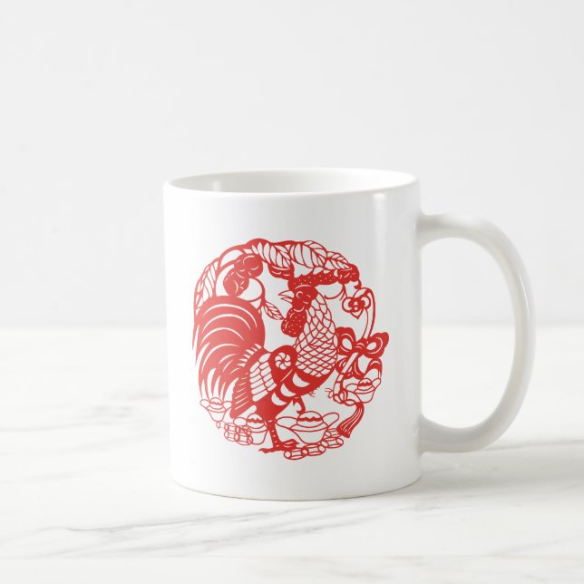 Kinesisk papercut Tupp-år ZodiacBirthday Mg2 Kaffemugg (Höger)