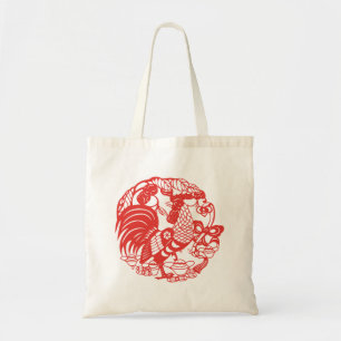 Kinesisk papercut Tupp Year Zodiac Tote bag Tygkasse