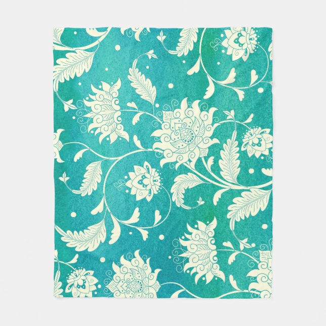 Kinesisk porslinsfärgad Blommigt vattenfärg Fleecefilt (Framsidan)