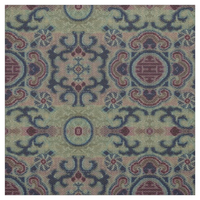 Kinesisk Qing Dynasty Flower Brocade Mönster Fabri Tyg (Provkarta)