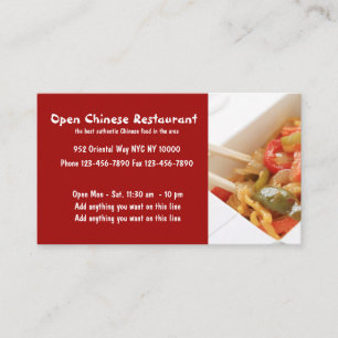 Kinesisk restaurang och cuisine visitkort