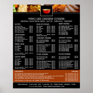 Kinesisk restaurangmeny poster
