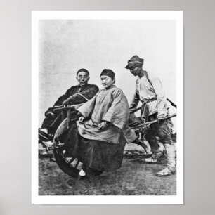 Kinesisk rickshaw, c.1870 (b/w bild) poster
