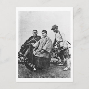 Kinesisk rickshaw, c.1870 (b/w bild) vykort