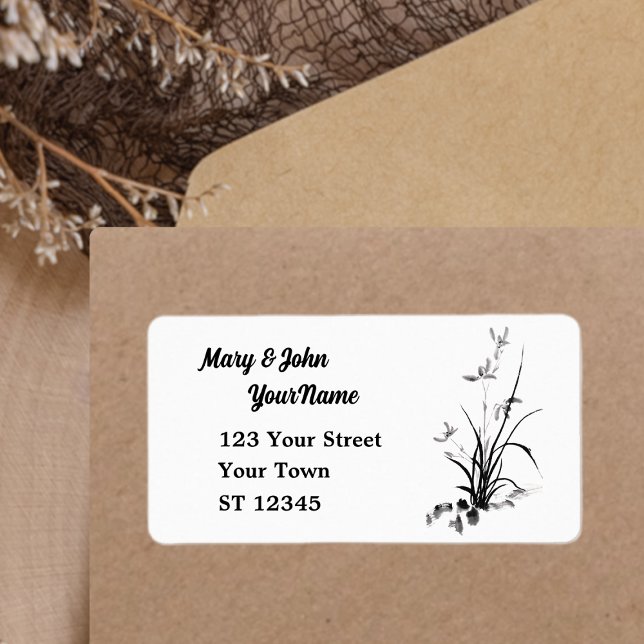 Kinesisk ris - bw adressetikett (Skapare uppladdad)