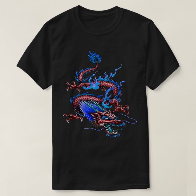 Kinesisk röd Bra Fortune Dragon Mythical Creature T Shirt (Design framsida)