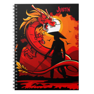 Kinesisk röd dragon Keeper Personalize Namn Anteckningsbok