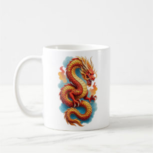 Kinesisk röd drak eldig illustration-67561 kaffemugg