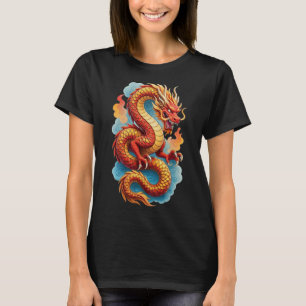 Kinesisk röd drak eldig illustration-67561 t shirt