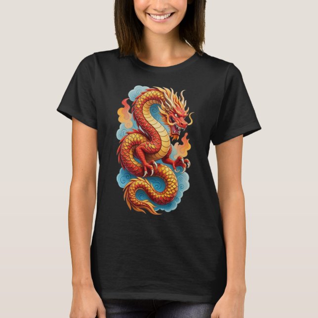 Kinesisk röd drak eldig illustration-67561 t shirt (Framsida)