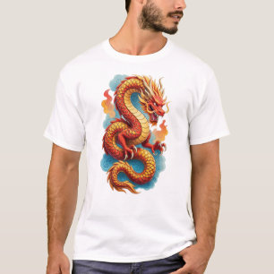 Kinesisk röd drak eldig illustration-67561 t shirt