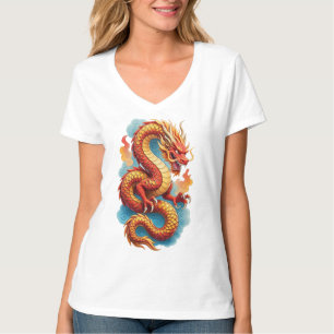 Kinesisk röd drak eldig illustration-67561 t shirt