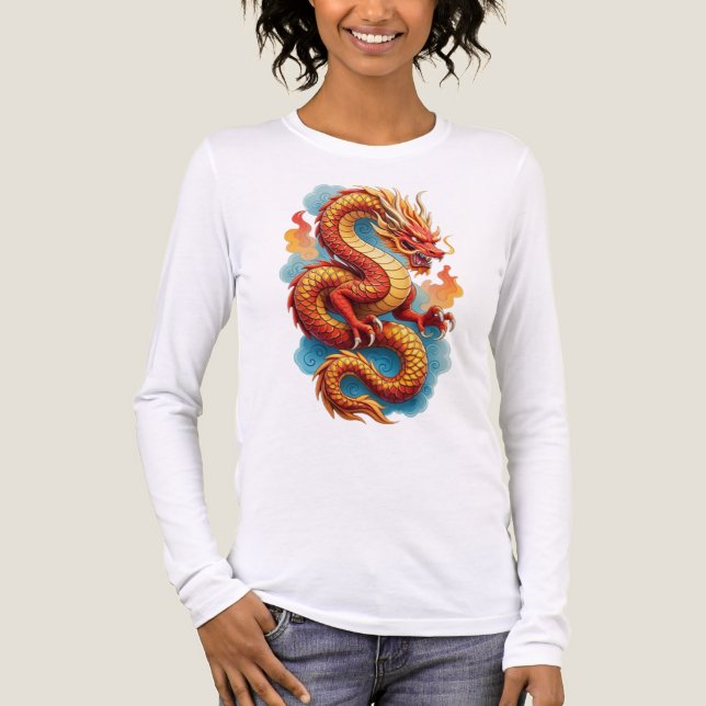 Kinesisk röd drak eldig illustration-67561 t shirt (Framsida)