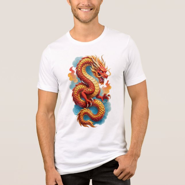Kinesisk röd drak eldig illustration-67561 t shirt (Framsida)