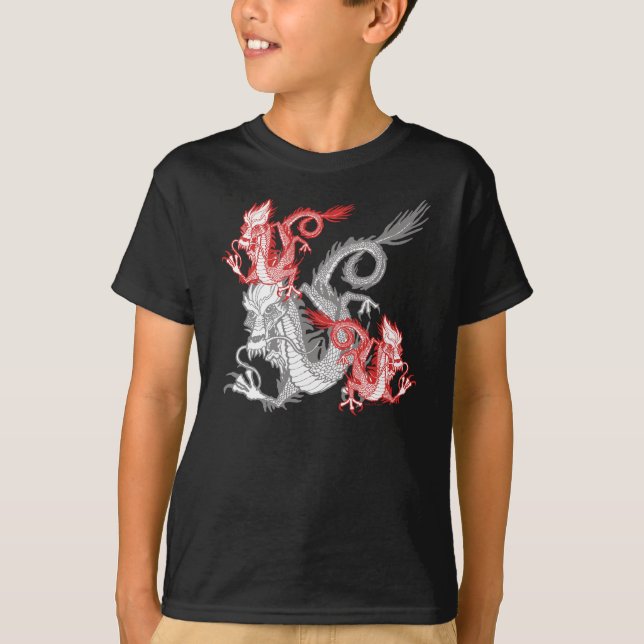 Kinesisk röd drake K Tee Shirt (Framsida)