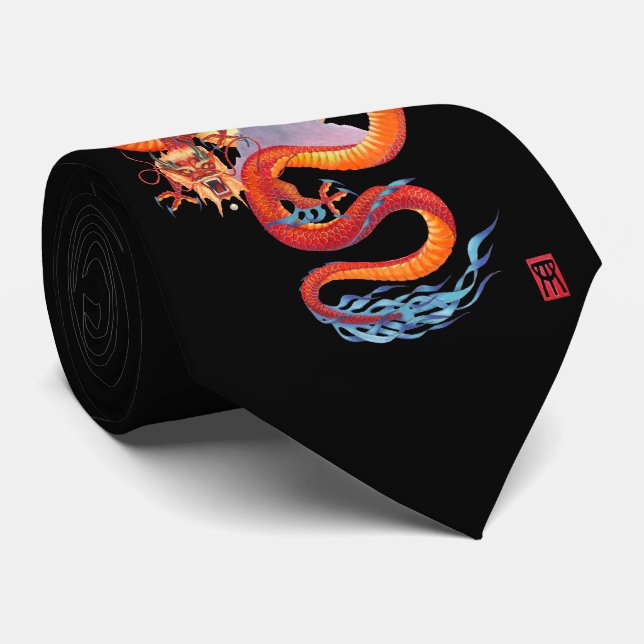 Kinesisk röd drake slips (Rullad)