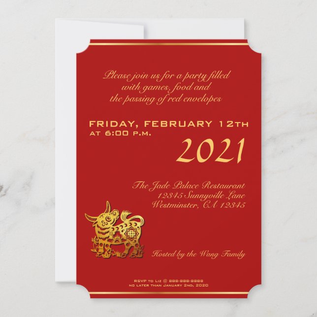 Kinesisk rödknut, Ox År 2021 Party VertInv (Framsida)