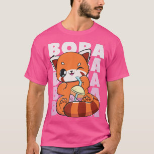 Kinesisk rödpanda Boba Cute Anime Pearl Bubble Tea T Shirt