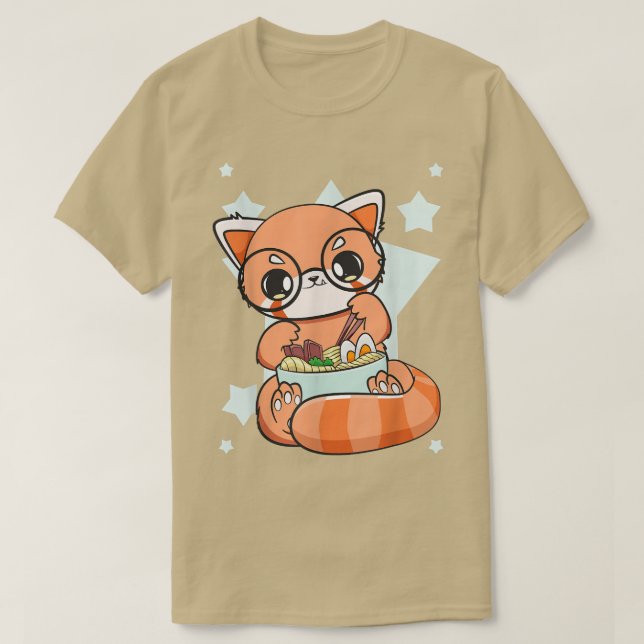 Kinesisk rödpanda Eating Ramen I Kärlek Ramen Nood T Shirt (Design framsida)