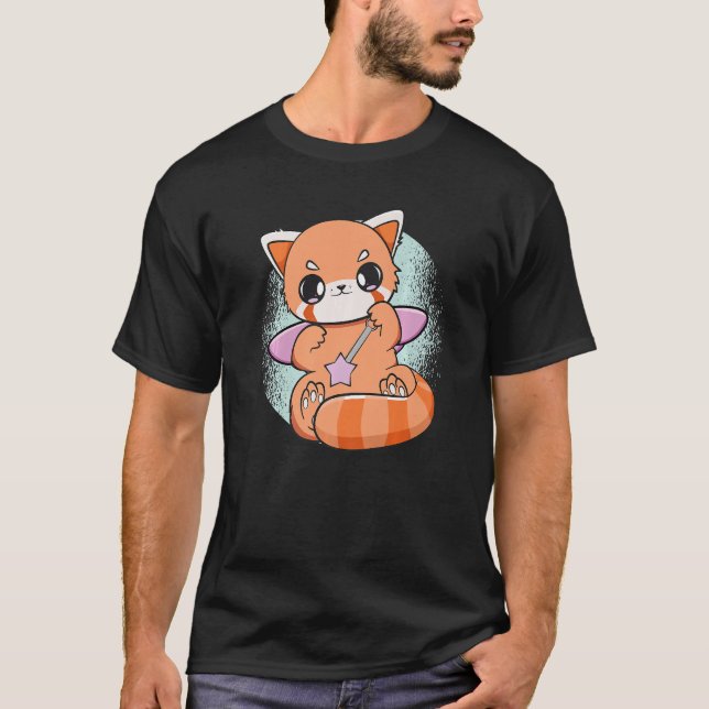 Kinesisk rödpanda med Leksak Magic Trollspö Cute C T Shirt (Framsida)