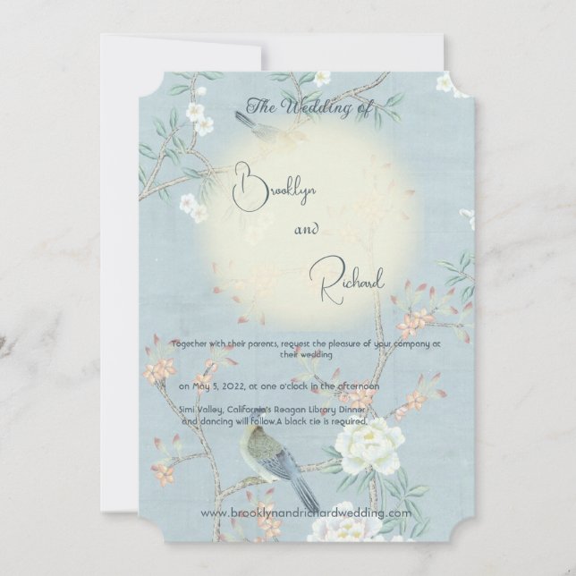 Kinesisk, romsk elegant, bröllopsinbjudan (Framsida)