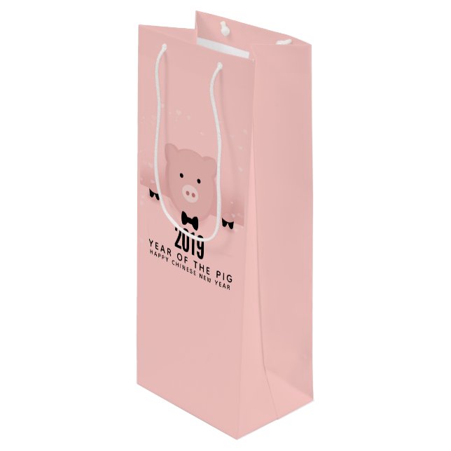 Kinesisk Rosa Gris Cute-kinesiska nyår 2019 (Framsidan Vinklad)